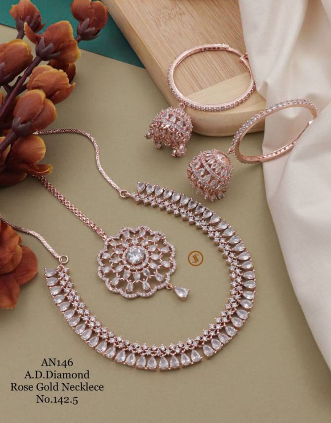 AN 146 Designer AD Diamond Fancy Necklace Set Wholesale Online
